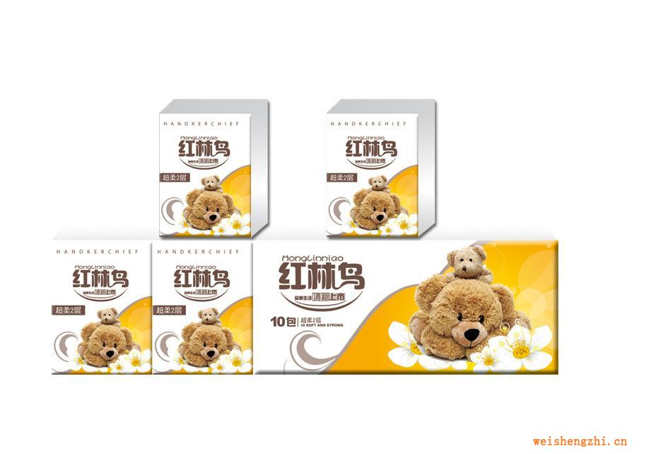 红林鸟面巾手帕纸可爱卡通包装盒质量产品小袋装手帕纸