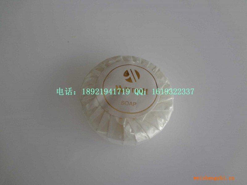 20g圆形香皂,白色珠光膜包装,烫金不干胶