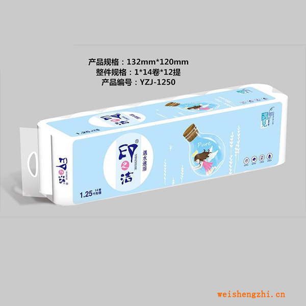 遇水可溶  印之洁 卫生纸家庭装生活用纸 1.25千克